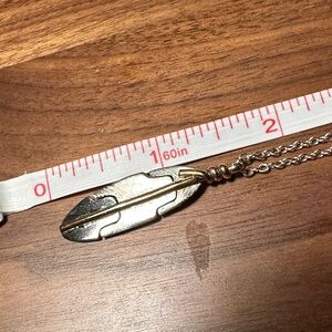 12kgf and Sterling Silver Feather Pendant Necklace, 22in chain